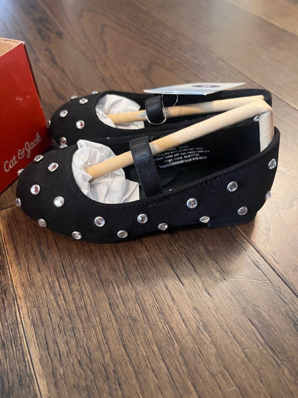 Cat & Jack Black Studded Mary Jane Flats with Elastic Strap